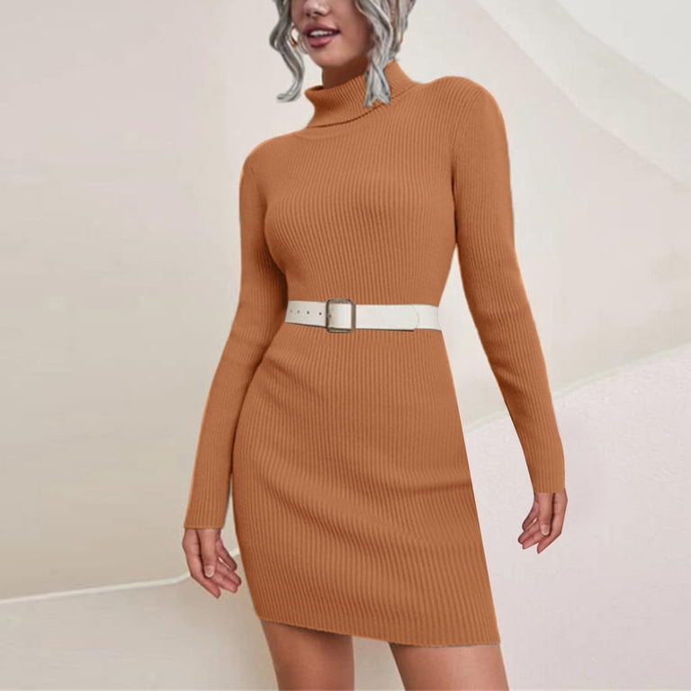 pxiakgy ladies autumn winter turtleneck knitted sweater dress long sleeve stretch dress b + l - Walmart.com pxiakgy ladies autumn winter turtleneck knitted sweater dress long sleeve stretch dress b + l - Walmart.com