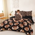 thumbnail image 4 of Erosebridal Brown Rugby Stars Print 7-Piece Twin Bedding Sets,American Ball Football Theme Bedding Comforter Set For Kids,Reversible black, 4 of 7