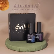 Gellen Gel Nail Polish, 2Pcs 10ml Gel Top and Base Coat, Soak Off Gel Polish No Wipe UV/LED Lamp Cure Clear Base Top Gel Kit Gifts for Women