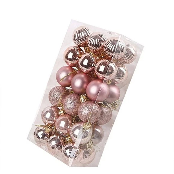 Fengga Liquidation! Décoration de Noël 36 Pcs 1.57 Pouces Ornements Suspendus Rose Doré Incassables Ensemble de Boules Délicates pour Décoration de Fête à la Maison Arbre de Noël Cadeaux