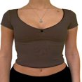 thumbnail image 1 of Crop Tops for Women Summer Cute Solid Slim Fit Cropped Tank Tops Basic T Shirt, 1 of 3