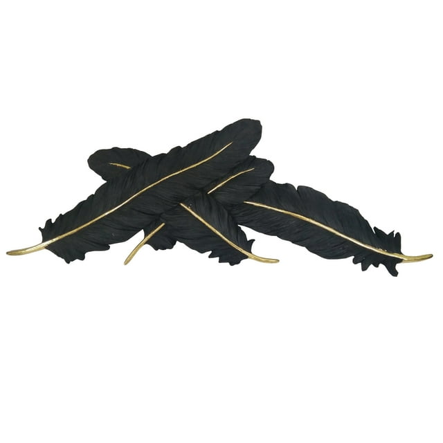Sagebrook Home Black/Gold Feathers Wall Decor