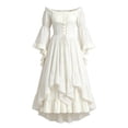 thumbnail image 2 of Anmrize Off Shoulder Renaissance Dress, Layered Hem Cosplay Costume, Full Length Halloween Dress, Renaissance Faire Outfit, Womens's Medieval Renaissance Costume Cosplay Over Dress, White M, 2 of 6
