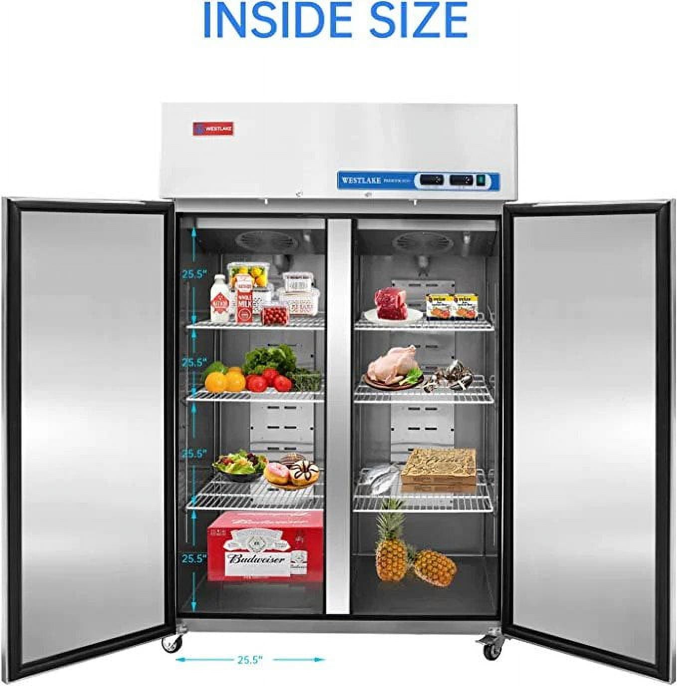 Westlake Commercial Reach-in Upright Freezer, 48" Double Solid Door Stainless Steel, 36 cu.ft ETL Certified Restaurant Freezer WK-48F
