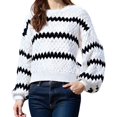 thumbnail image 3 of Womens Cute Sweaters Trendy Color Block Pullover Sweater Cable Knit Jumper Tops White S, 3 of 8