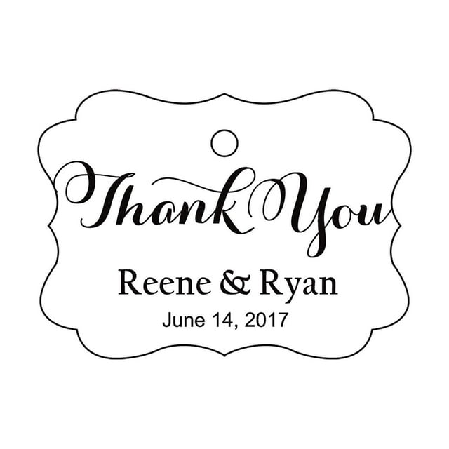 100 PCS Personalized Made Scallop Edges Hang Tags Thank You Custom Wedding Favor Gift Paper Tags