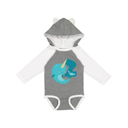 

Inktastic Narwhal 2nd Birthday Gift Baby Boy or Baby Girl Long Sleeve Bodysuit