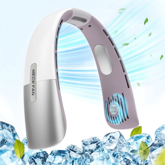 Nogroa Portable Neck Fan, Hands-Free Personal Fan with 5 Speeds Wearable Bladeless Fan Whisper-Quiet Rechargeable Fan Perfect for Home, Sports, Travel