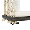 thumbnail image 3 of Patio Wooden Swing Chair with Cushion & Pillows,Acacia Wood Hanging Bench,10.8FT Hemp Ropes, 400lbs Weight Capacity,for Garden, Backyard, Porch, Lawn, 3 of 6