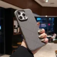thumbnail image 1 of ML Luxury Solid Color Checkered Leather Phone Case for iPhone 16 15 14 Pro Max Anti Drop Protective Bumper Cover, 1 of 6