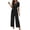 Black, variant on Staron Women's Casual Short Sleeve Jumpsuit Button V-Neck Wide Leg Romper Pants with Pockets Solid Color Comfy Relaxed Summer, Black L