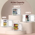 thumbnail image 6 of Auseo Mini Portable Fridge Personal, Countertop, 4L/6 Cans, Cooler Small Refrigerator, AC/DC, Option for Skincare, Makeup, Drinks, Dorm Room, White, 6 of 7