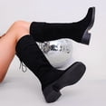 thumbnail image 4 of K-142 Black Ladies Fashion Casual Versatile Round Toe Block Heel Knee High Boots Fall Winter Style Comfortable Slouchy Footwear, 4 of 9