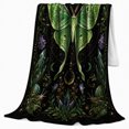 thumbnail image 2 of Mystical Luna Moth Moon Phases Peaceful Celestial Art, Peaceful Celestial Art Scene, Warm Flannel Blanket for Sunroom and Reading Nook, Garden Lovers Housewarming Gift, Celestial Home Decor, 2 of 9