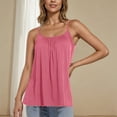 thumbnail image 3 of Ohufall Womens Silky Satin Pajama Tops Solid Loose Pleated Cami Pj Shirt Summer Soft Comfy Sleeveless Spaghetti Strap Sleepwear Camisole Undershirt, 3 of 7