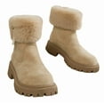 thumbnail image 6 of Women's Beige Suede Ankle Boots with Faux Fur Cuff - Warm & Stylish Winter Footwear, 6 of 8