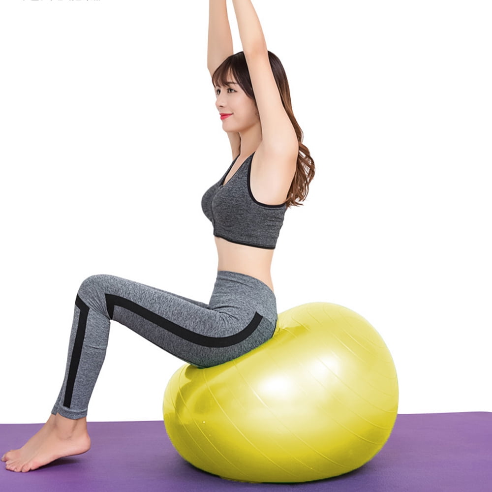 Extra Thick Yoga Ball Exercise Ball, Heavy Duty Swiss Ball for Balance, Stability, Pregnancy, Physical Therapy，yellow，65cm