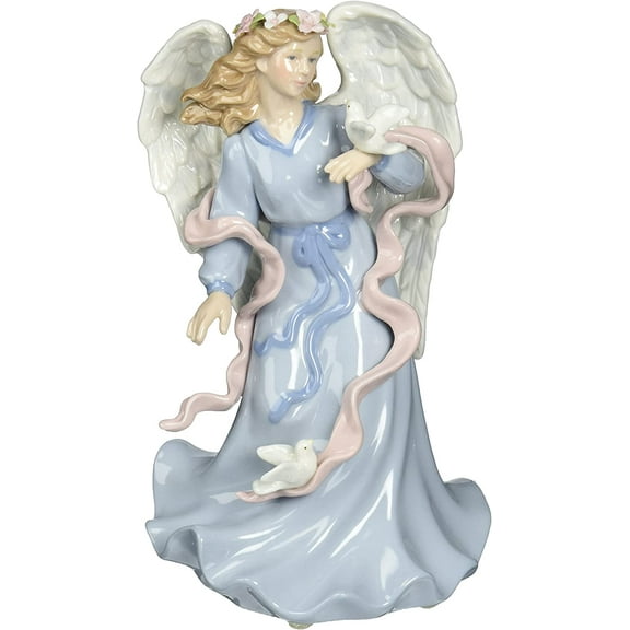 80086 Fine Porcelain Angel Holding Dove Musical Figurine , Blue
