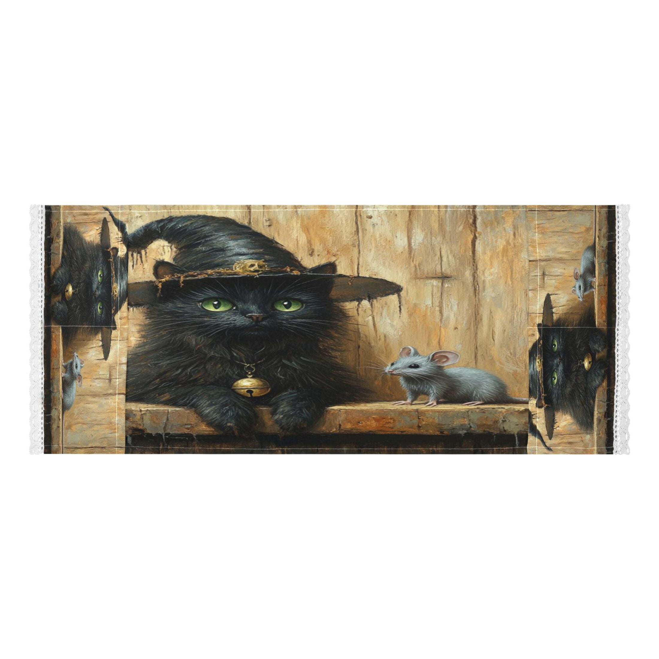 WOBOGO Black Cat Meet Gray Mouse Washing Machine Cloth Dryer Refrigerator Top Cover Protective Non-Slip Mat For Kitchen Laundry