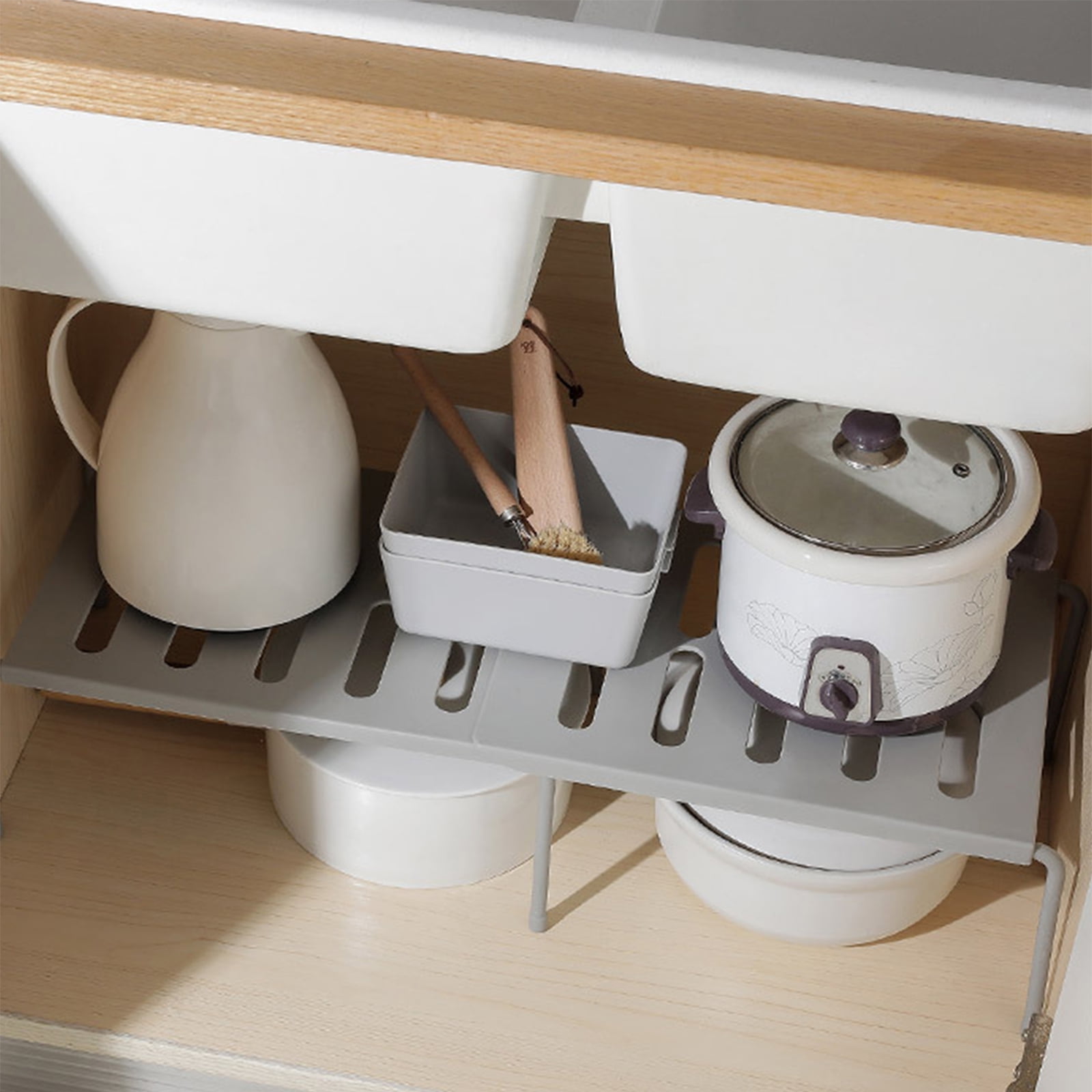 Étagères Extensibles Pour Cuisine - Lot De 2 | Réglables En Longueur & Hauteur | Rangement Armoire & Comptoir