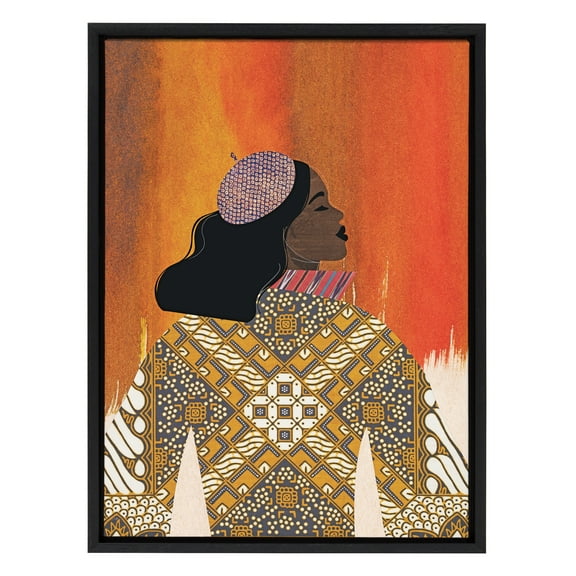 Kate and Laurel Sylvie Girlie Girl Framed Canvas Wall Art by Nikki Chu, 18x24 Black, Empowering Art for Wall