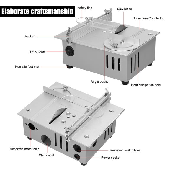 Desktop Multifunctional Tablesaw 96W Electric Desktop Saws Small Household DIY Sawblade Height Adjustable Cutting Tool Woodworking Machine