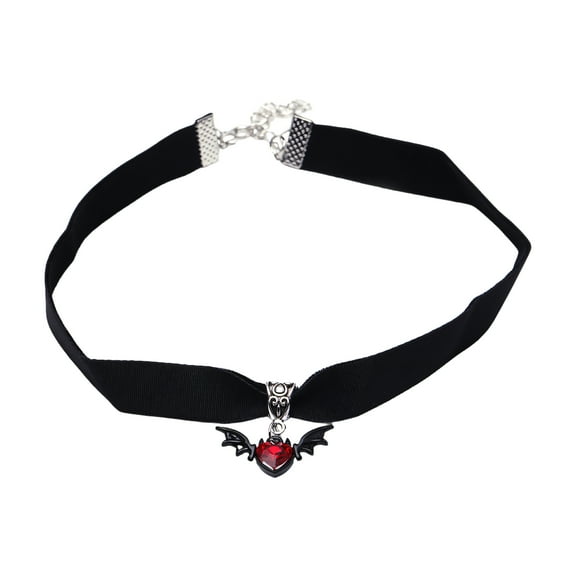 DESIGNICE Goth Accessories,Heart Gem Wings Goth Jewelry,Alloy Choker Necklaces for Woman,For Women Halloween Daily Use,Black