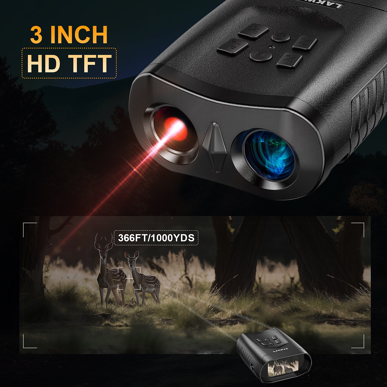 4K Night Vision Binoculars-Night Vision Goggles for Adults, 3'' IPS Large Screen Hunting Binoculars for Day and Night with 32GB Memory
