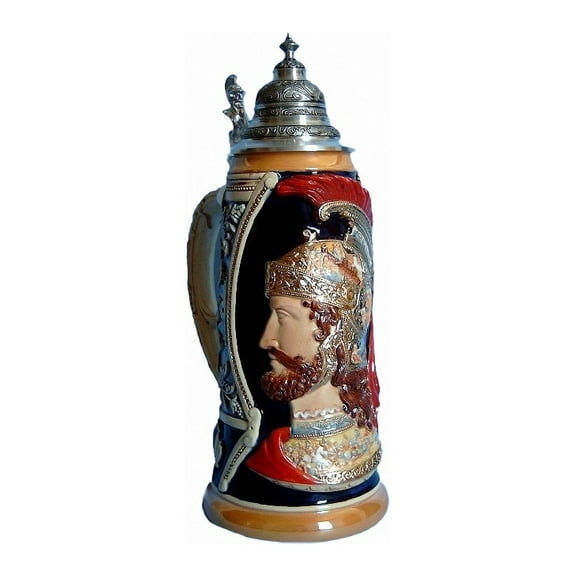 German Beer Stein Mars god of war and the battle for troy, replica from year 1870 2 liter tankard, beer mug, Limitaet 2003