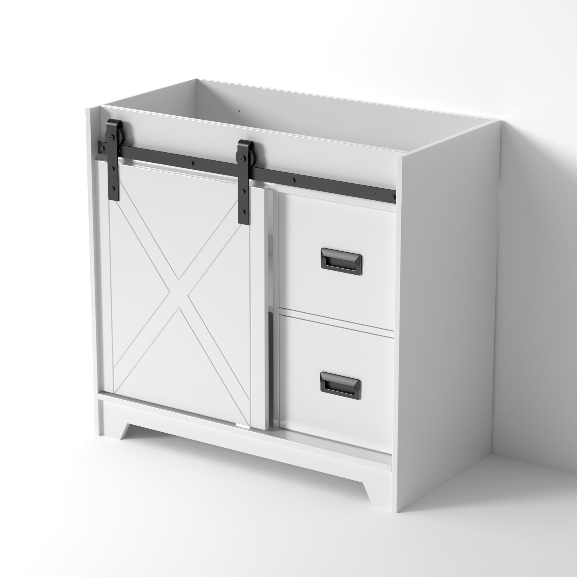 Eclife Single Bathroom Vanity Base Cabinet Farmhouse Sliding Barn Door Without Sink Top 36 Inch
