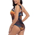 thumbnail image 4 of Sikiie Cool Dolphin Print Women One Piece Swimsuits Tummy Control One Shoulder Bathing Suits Ruffle Swimwear, From S to XXL-Medium, 4 of 6
