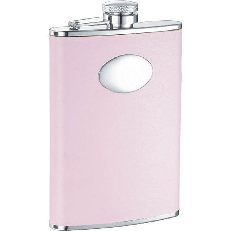 Leather Round Flask - Visol Daydream Pink Leather Liquor Flask - 8 ounces