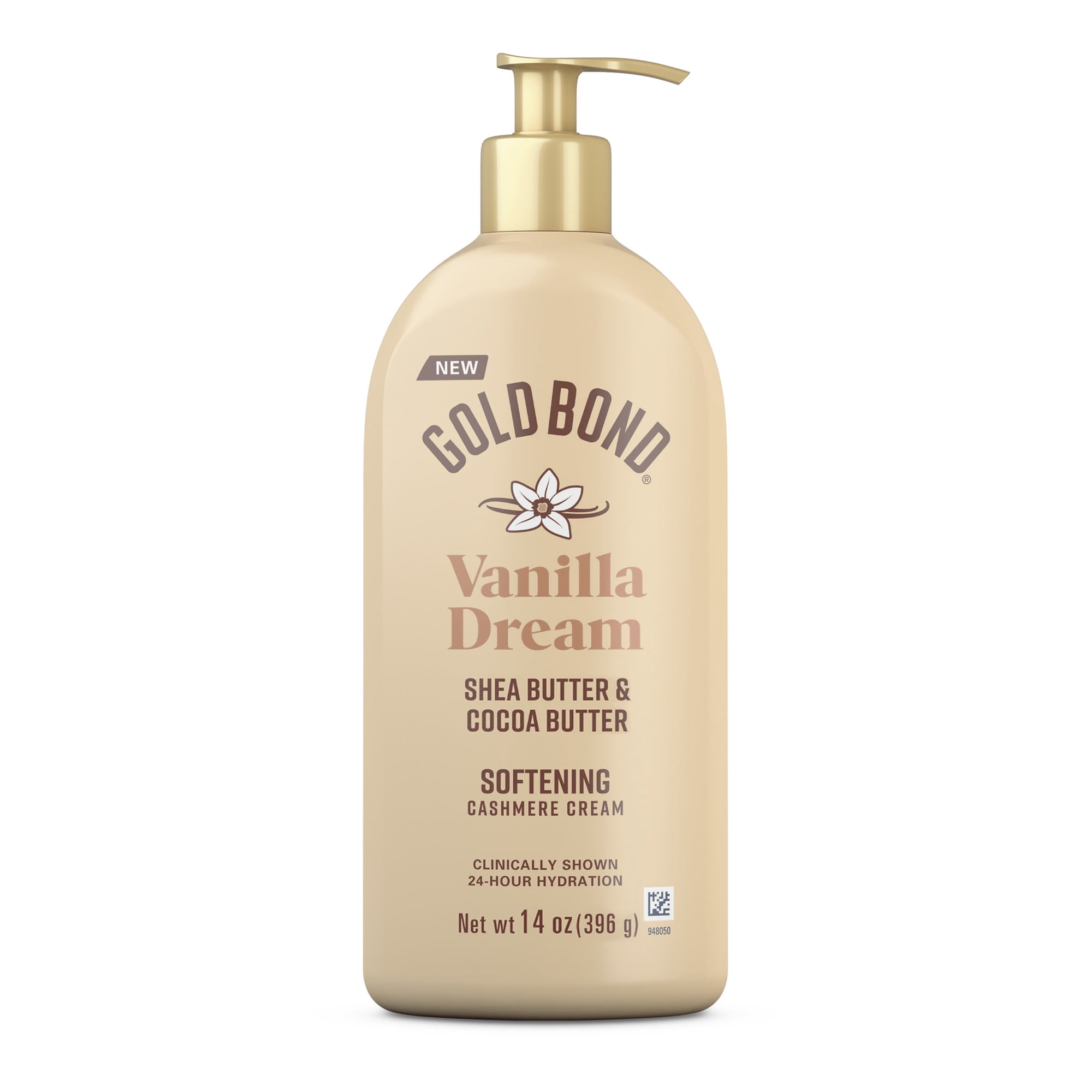 Gold Bond Softening Cashmere Cream Body Lotion, Vanilla Dream Scent, 24-Hour Hydration with Shea Butter and Cocoa Butter, 14 oz.