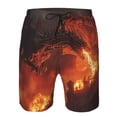 thumbnail image 3 of Cauagu Fiery Dragons Castle Attack Print Men's Swim Trunks,Hawaiian Bathing Suit Swimsuits Beach Shorts with Pockets for Men Quick Dry Swimming Board Shorts-3X-Large, 3 of 6