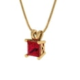 thumbnail image 2 of Clara Pucci 18K Yellow Solid Hypoallergenic Gold 0.5Ct Ruby Princess Cut Solitaire Designer Necklace Pendant For July, 2 of 6