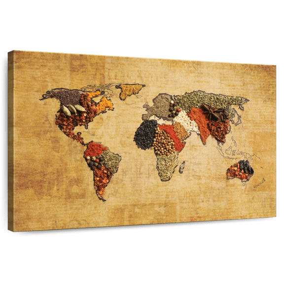 Elephant Stock World Of Savory Spices Wall Art - Horizontal Canvas Wall Art - Cafe & Restaurant Wall Decor - Food And Drink Canvas - Orange And Brown Decor - 12" x 8"
