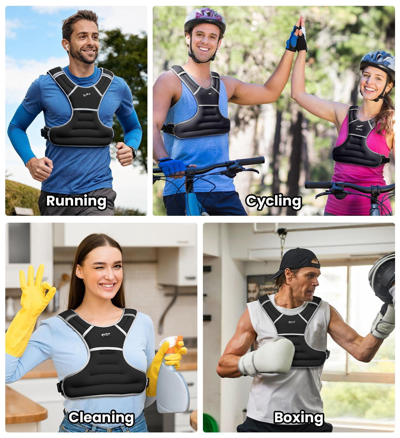 15 lbs Black Weighted Vest for Walking Running Workout Fitness