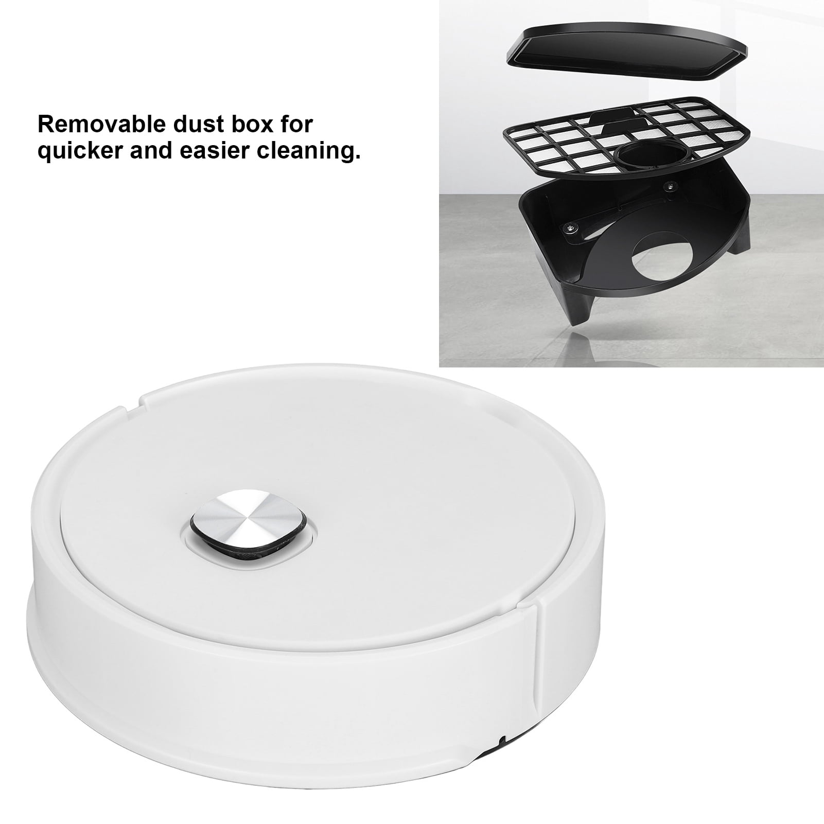 BIMZUC 3 in 1 Robot Vacuum Cleaner Anti Fall Smart Robotic Vacuum Strong Suction Obstacle Avoidance for Pet Hair Hardwood Floor Daily Cleaning (9.4x9.4 in / 24x24 cm) White
