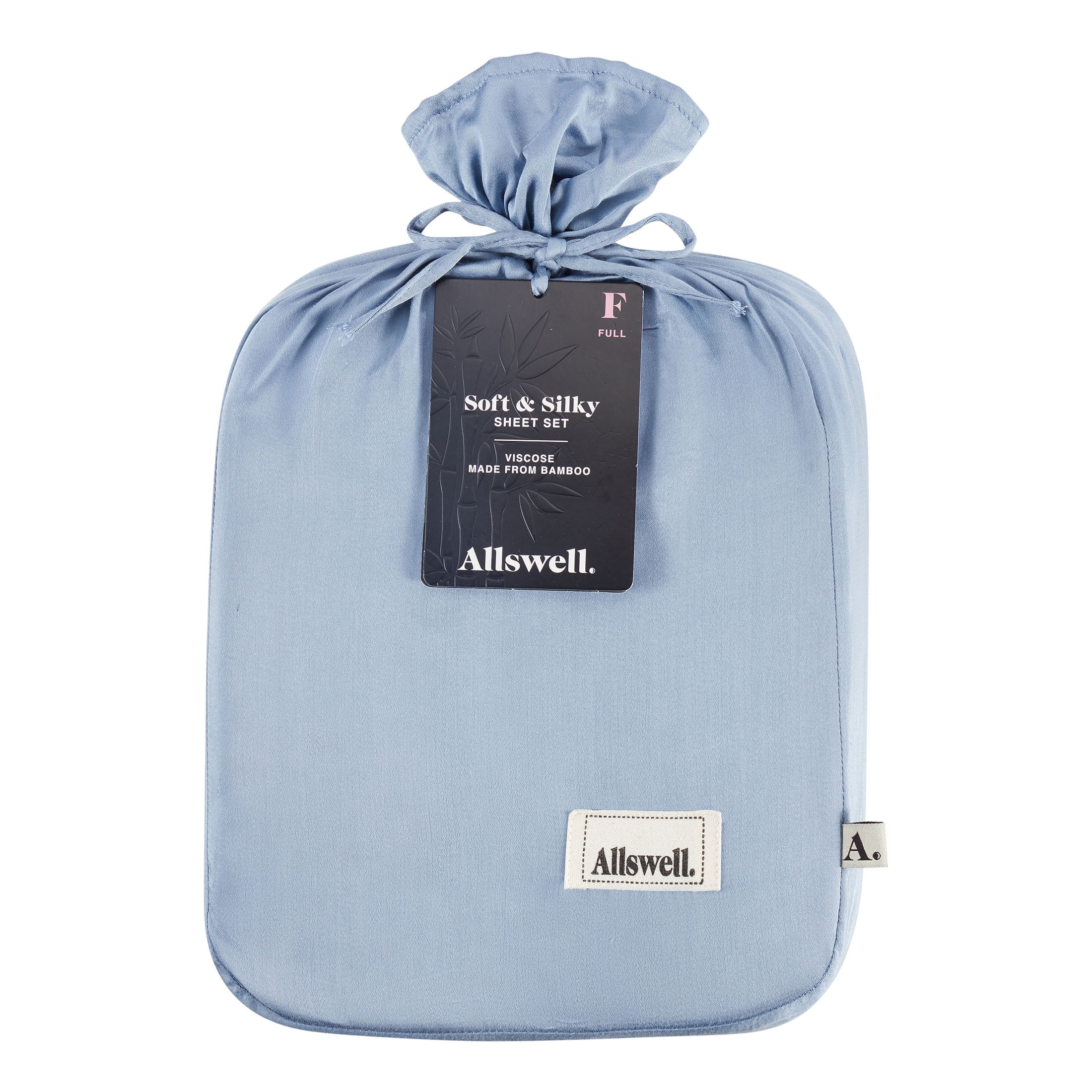Allswell Soft & Silky 4-Piece Blue Illusion Rayon Derived from Bamboo Sateen Bed Sheet Set, Full