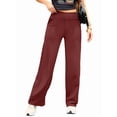 thumbnail image 3 of Pantalones de Yoga para Mujer, de Pierna , con Bolsillos, Cintura Alta, Elásticos, Informales, Deportivos. Vino Tinto XL, 3 of 10