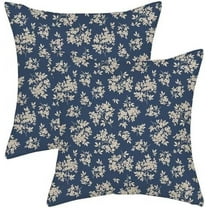 Spring Flower Pillow Covers 20x20 Chinoiserie Navy Blue Floral Farmhouse Decor Throw Pillows Case for Couch Seasonal Pillowcase Outdoor Decorative Cushion Case for Sofa Bed Decorations Set of 2