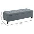 thumbnail image 3 of HOMCOM Linen Fabric Wood Feet Entry Bench, Contemporary Home Decor Grey, 3 of 10