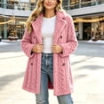 thumbnail image 4 of ITSAME Womens Fleece Mid Length Coat Notched Lapel Button Front Warm Winter Outerwear Jacket Pink Size 2XL, 4 of 9