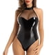 thumbnail image 3 of NECHOLOGY Ropa Interior Mujer Adulto Lenceria Mujer Lencería de cuero para mujer, con aspecto mojado, de malla, con cuello halter, corte alto, leotardo para club Negro XX-Grande, 3 of 7