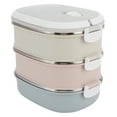 thumbnail image 2 of Boîte à lunch - Boîtes à bento thermiques empilables et étanches en acier inoxydable 3 couches pour enfants adultes Conteneur alimentaire portable pour l'école Bureau Travail Pique-nique à la maison, 2 of 8