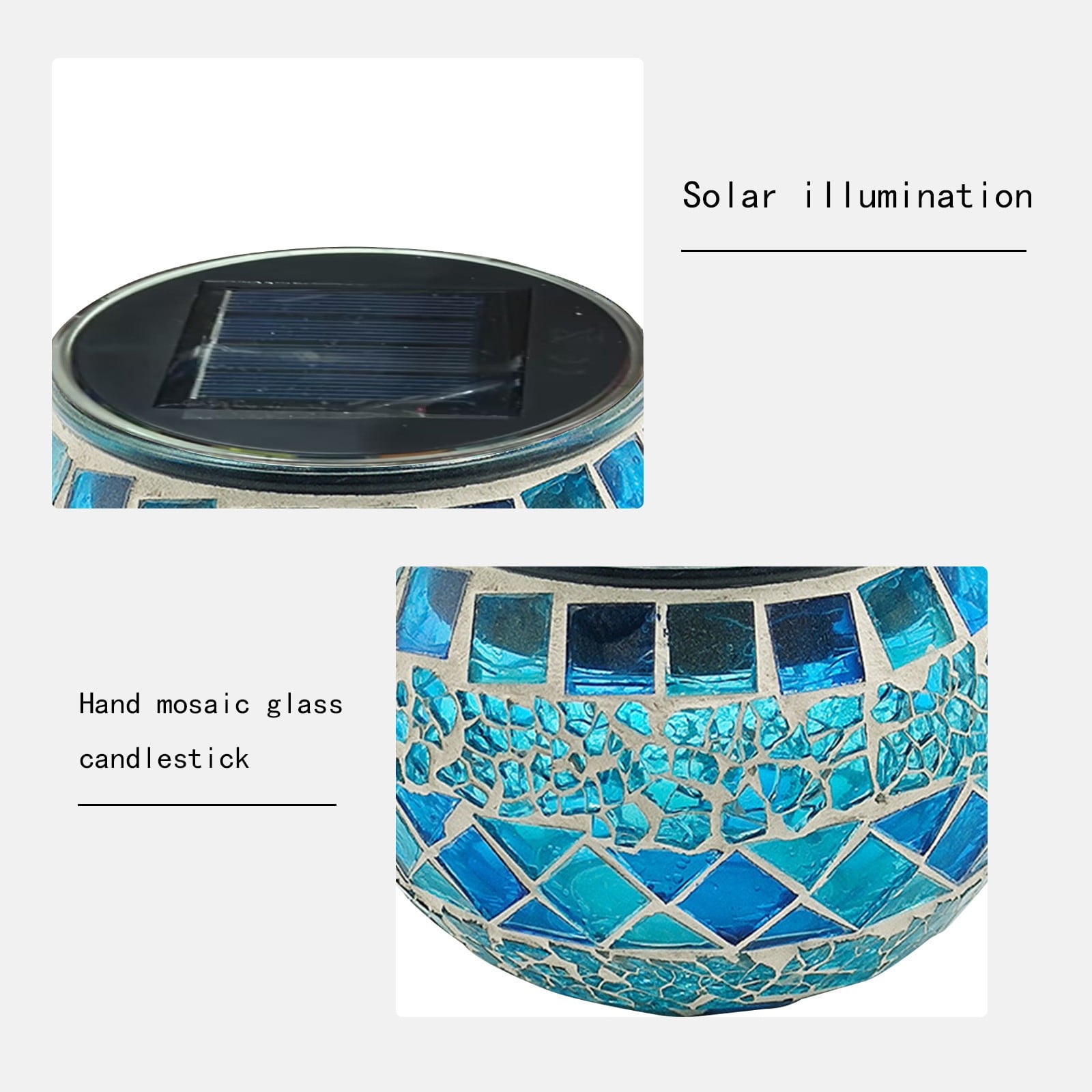 WWV Solar Mosaic Glass Table Lamp Color Changing LED Night Light for Garden Yard Outdoor Indoor Decor Gift Broken Glass Design