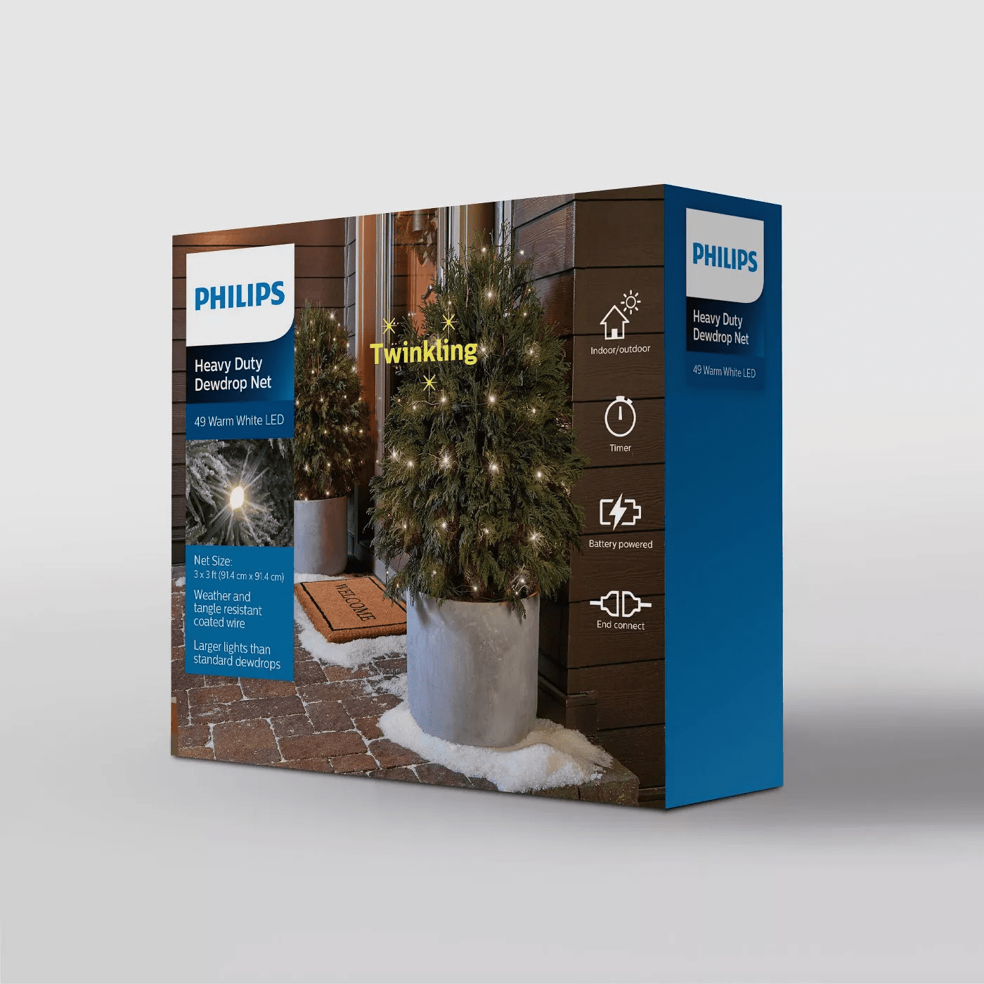 Philips 36in x 36in Heavy Duty 49ct LED Net Lights Warm White Twinkle