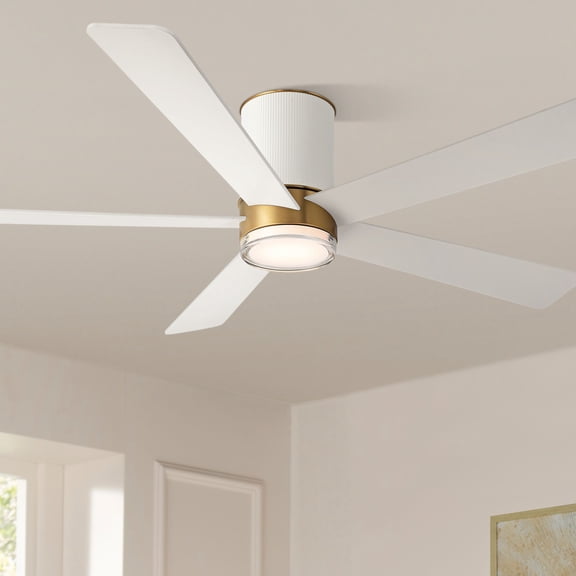 56" Casa Vieja Vex Matte White LED Hugger Ceiling Fan with Remote