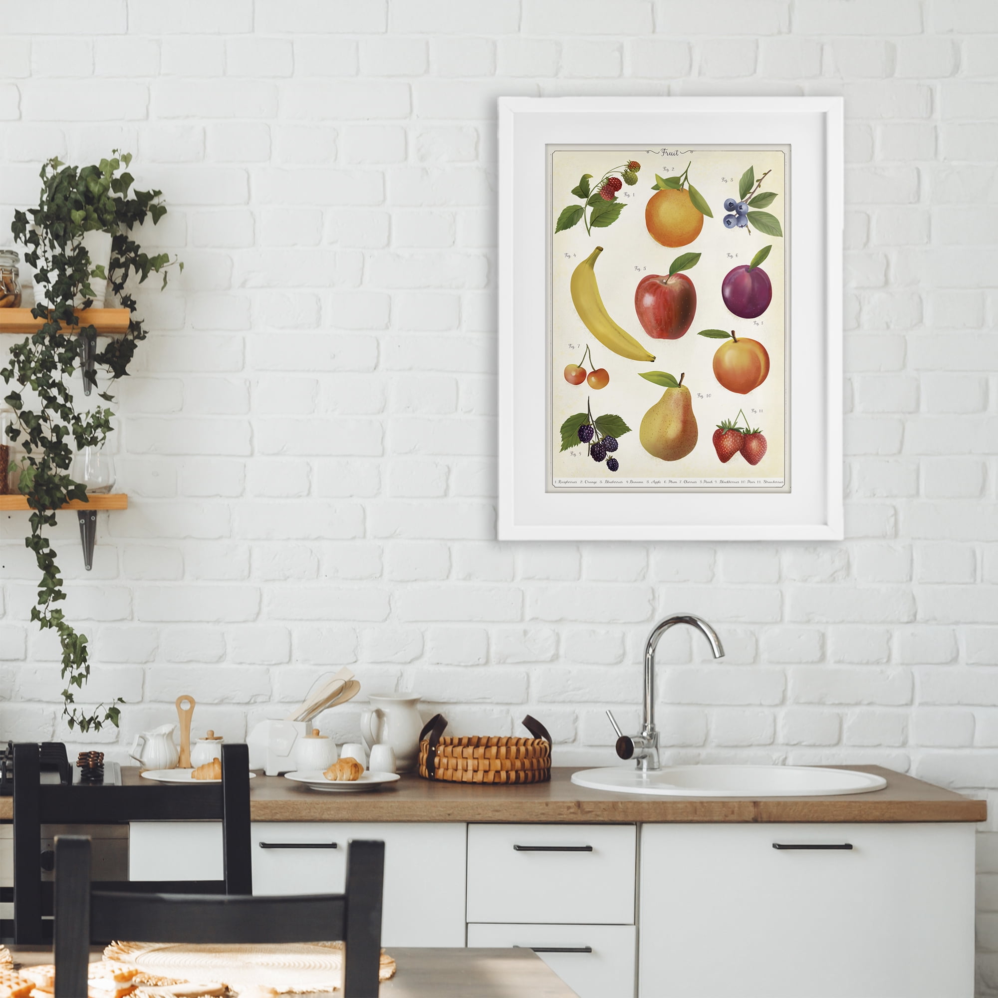Stupell Industries Fruit Collection Studies White Framed Print Under Glass, design by Diane Neukirch