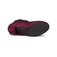 thumbnail image 5 of BLISSFUL STEP Women's Ankle Boots Faux Suede Round Toe Block Heel Side Zipper Dress Boots Burgundy 9, 5 of 7